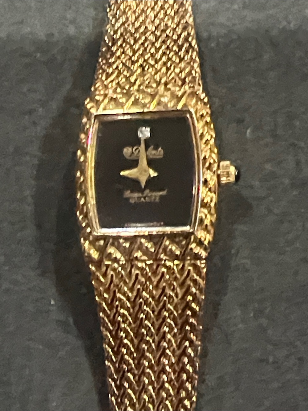 Dufante by Lucien Piccard Mesh Bracelet Watch with Black Dial